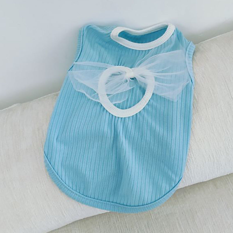 KFX-6581437 Thin Summer Vest for Small Dogs and Cats – Cute Princess Style in Wiz Pink, Bondi Blue, Ti'an Green