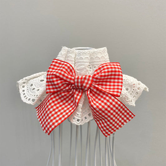 KFX-6608317 Stylish Red and Black Pet Bow Tie Bib for Dogs and Cats, Sizes XS to XL