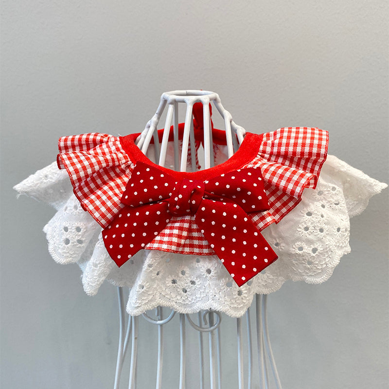 KFX-6608317 Stylish Red and Black Pet Bow Tie Bib for Dogs and Cats, Sizes XS to XL