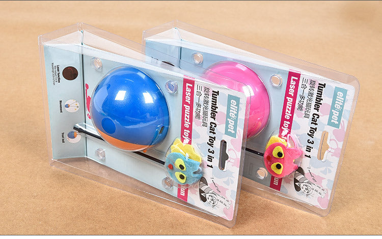 KFX-6653117 Electric Tumbler Ball Cat Toy with Laser Light and Treat Storage