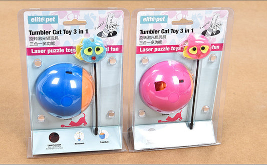 KFX-6653117 Electric Tumbler Ball Cat Toy with Laser Light and Treat Storage