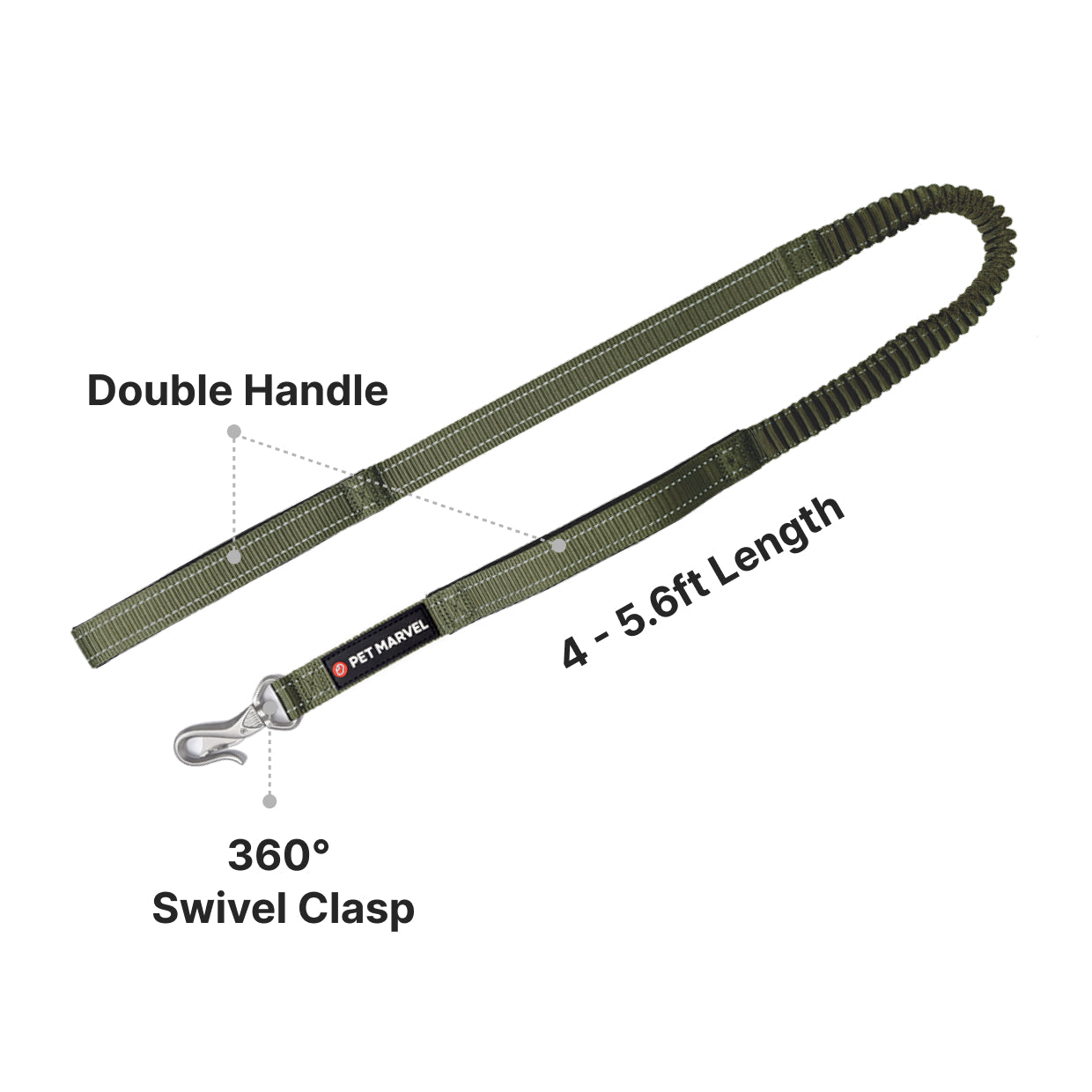 KFX-6702653 Heavy Duty Shock Absorbing Tactical Dog Leash with Dual Handles for Safe Training