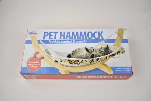 KFX-6714301 Solid Wood Cat and Dog Hammock with Canvas Velvet Nest Pad, Free Size for Pets Under 15 kg