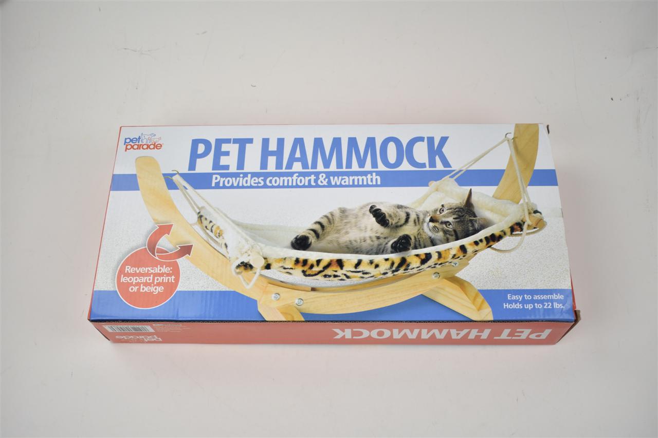 KFX-6714301 Solid Wood Cat and Dog Hammock with Canvas Velvet Nest Pad, Free Size for Pets Under 15 kg