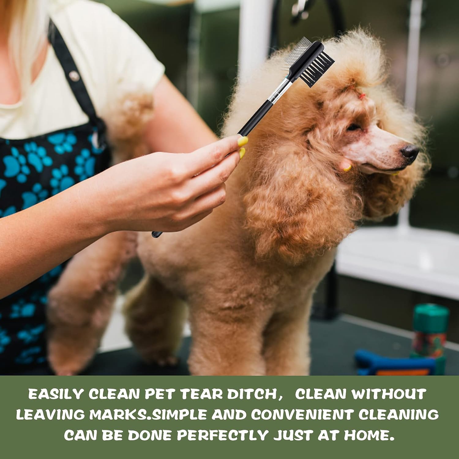 KFX-6741181 Double-Headed Tear Stain Comb for Small Dogs and Cats – Metal Eye Booger Remover for Grooming and Cleaning Crust and Mucus