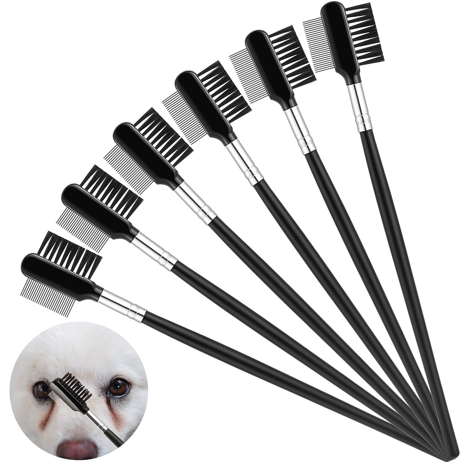 KFX-6741181 Double-Headed Tear Stain Comb for Small Dogs and Cats – Metal Eye Booger Remover for Grooming and Cleaning Crust and Mucus