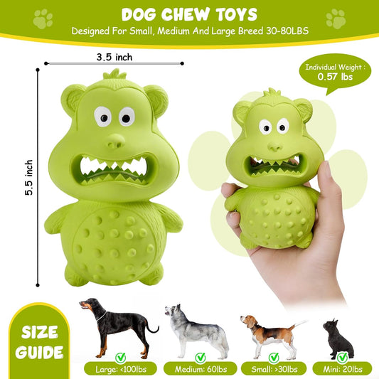 KFX-6775741 Durable Natural Rubber Dog Chew Toy for Aggressive Chewers - Squeaky, Interactive, and Tough
