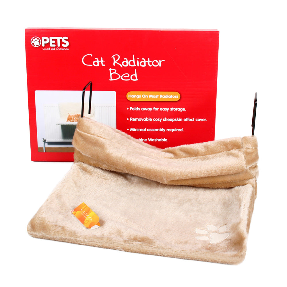 KFX-6779837 Four Seasons Cat Hammock with Soft Fur Cover, Ideal for Cats up to 10 lbs - Dimensions 46x30x25CM