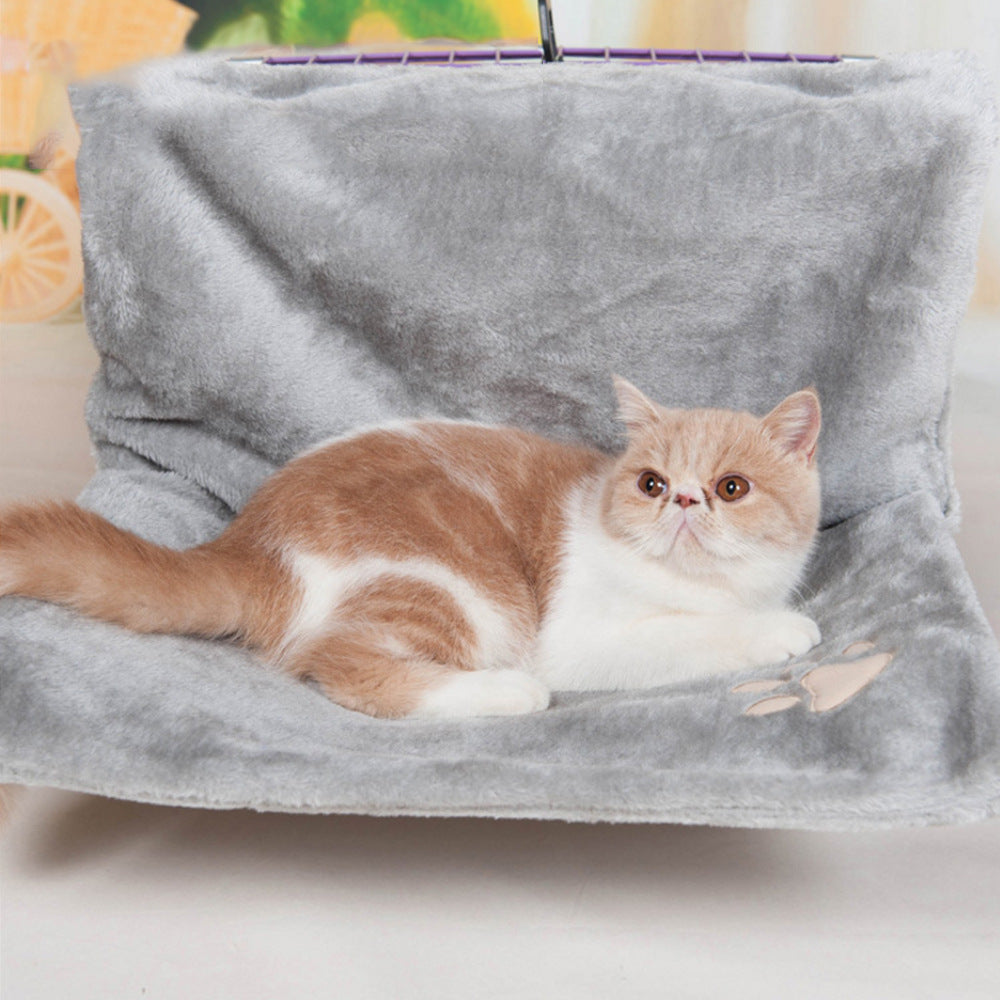 KFX-6779837 Four Seasons Cat Hammock with Soft Fur Cover, Ideal for Cats up to 10 lbs - Dimensions 46x30x25CM