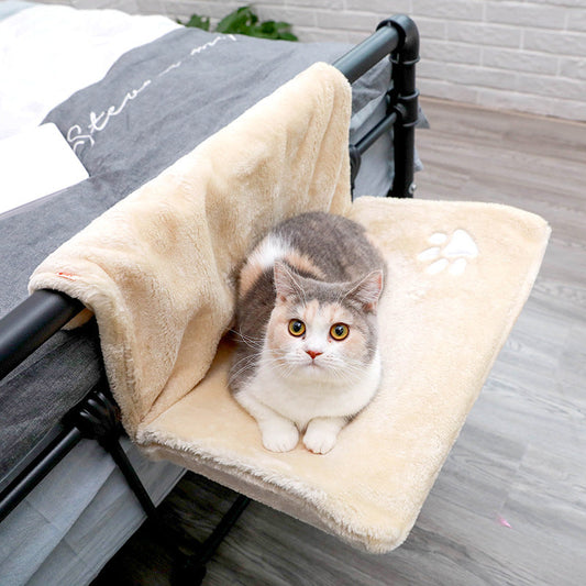 KFX-6779837 Four Seasons Cat Hammock with Soft Fur Cover, Ideal for Cats up to 10 lbs - Dimensions 46x30x25CM