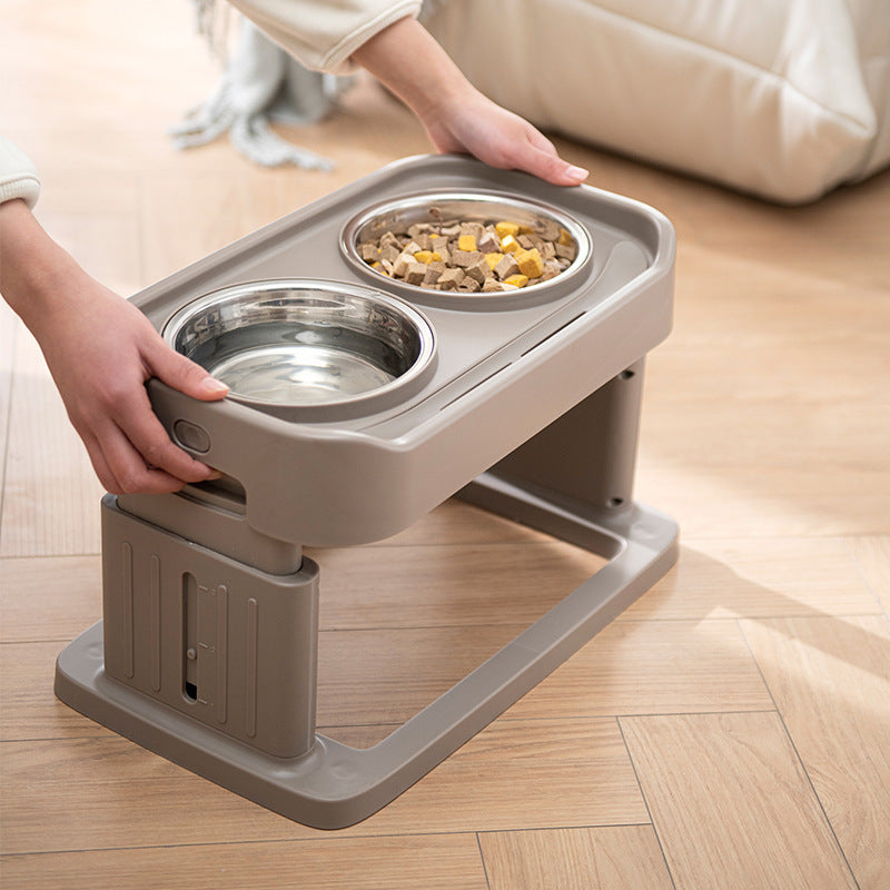 KFX-6784189 Elevated Stainless Steel Pet Bowls with Adjustable Height for Comfortable Dining