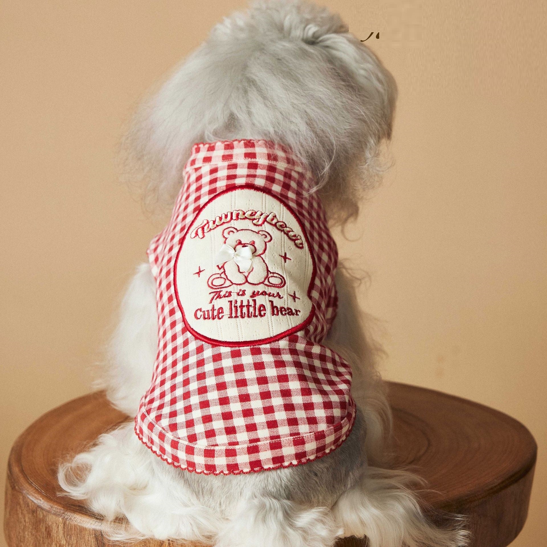 KFX-6810813 Casual Red Plaid Sleeveless Vest for Puppies - Maltese and Schnauzer