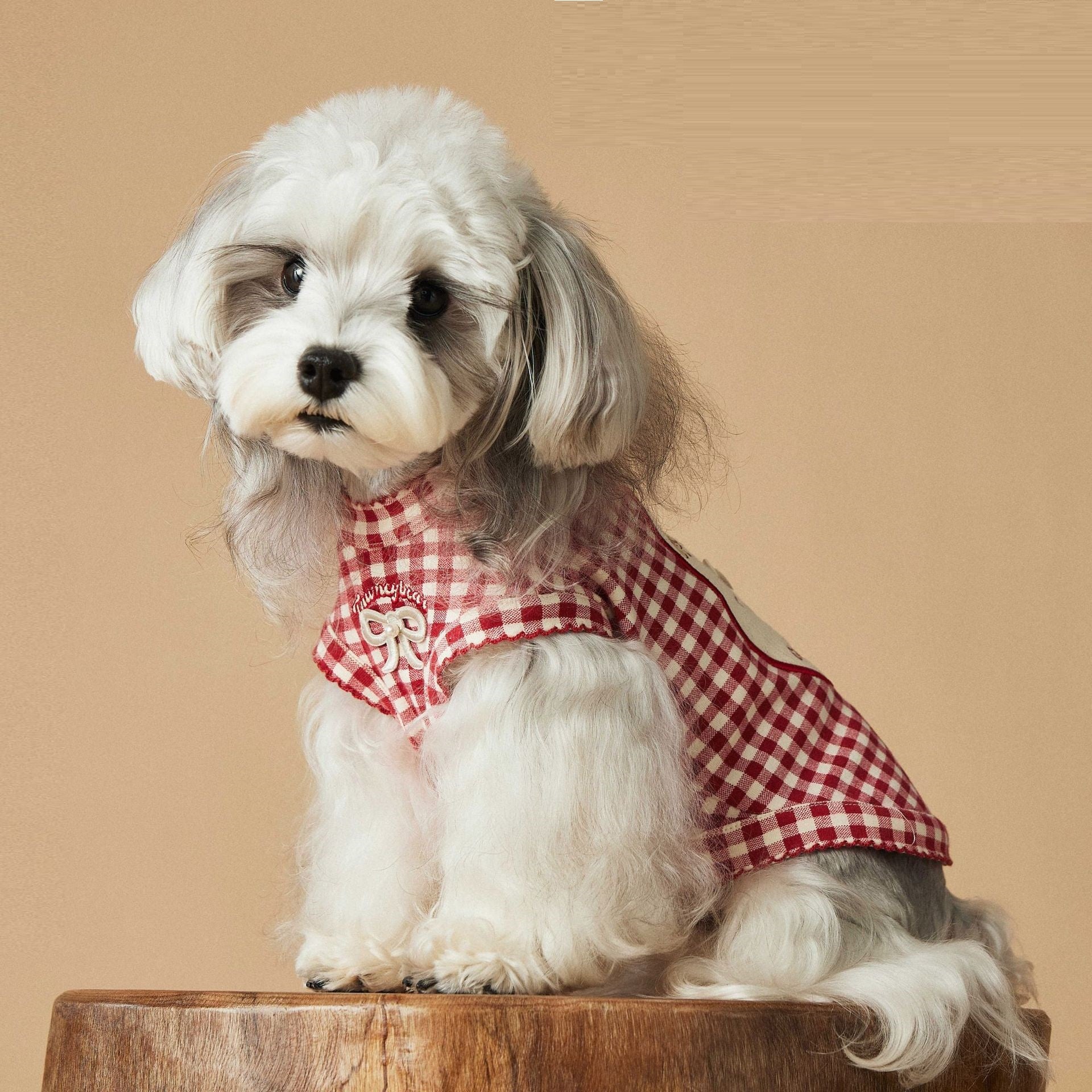 KFX-6810813 Casual Red Plaid Sleeveless Vest for Puppies - Maltese and Schnauzer
