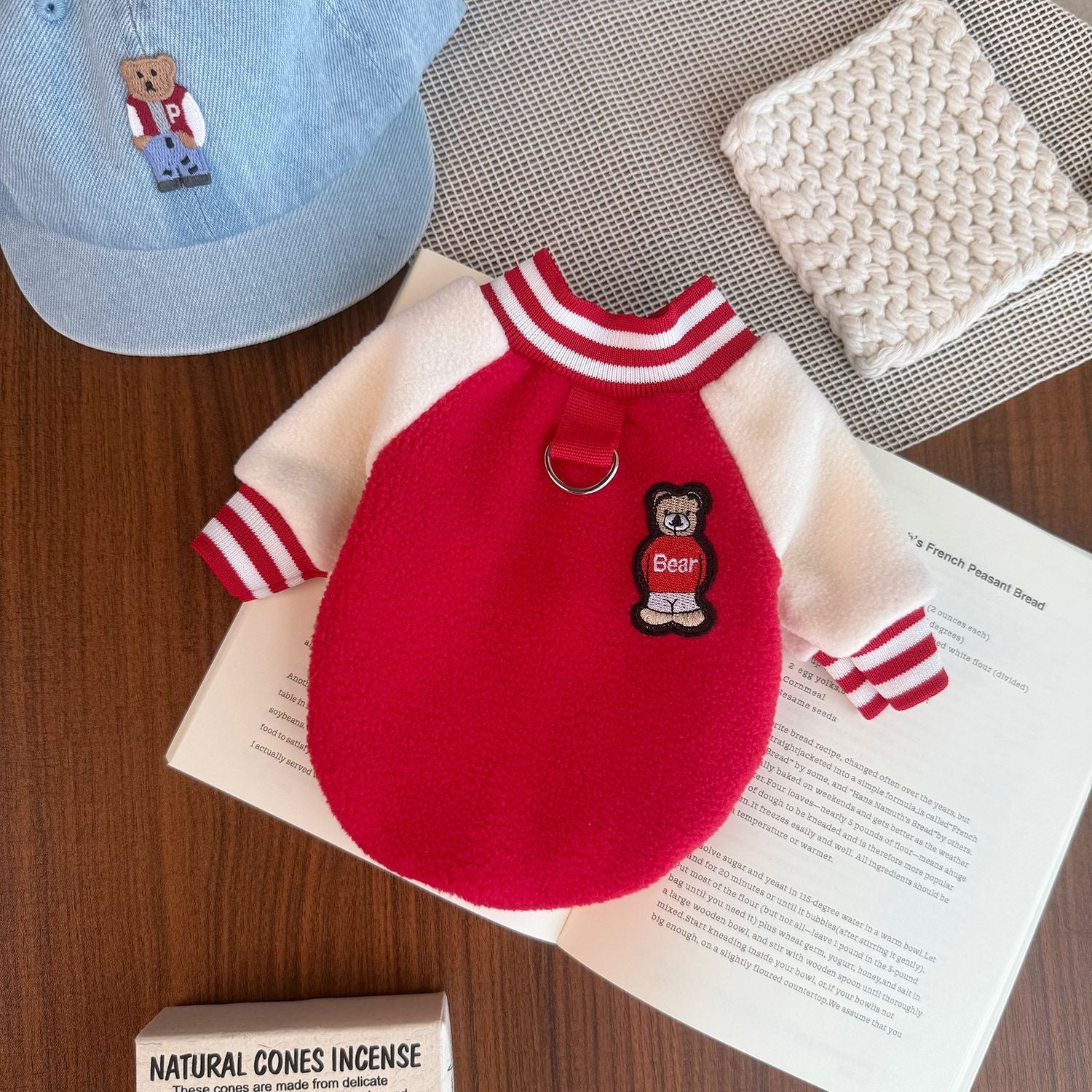 KFX-6876349 Windproof Thickened Fleece Baseball Jacket for Pets - Unisex in Navy Blue and Red, Multiple Sizes Available