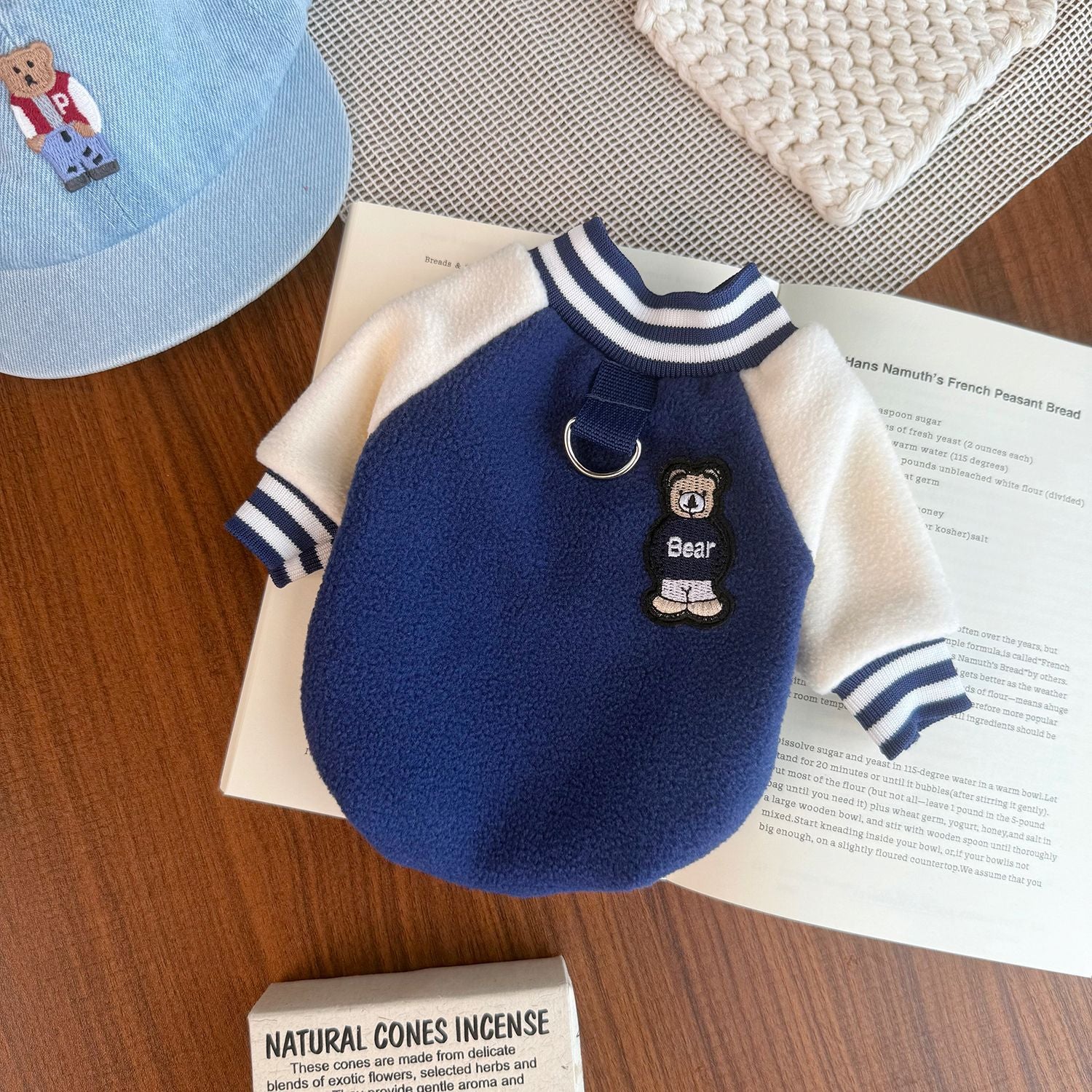 KFX-6876349 Windproof Thickened Fleece Baseball Jacket for Pets - Unisex in Navy Blue and Red, Multiple Sizes Available