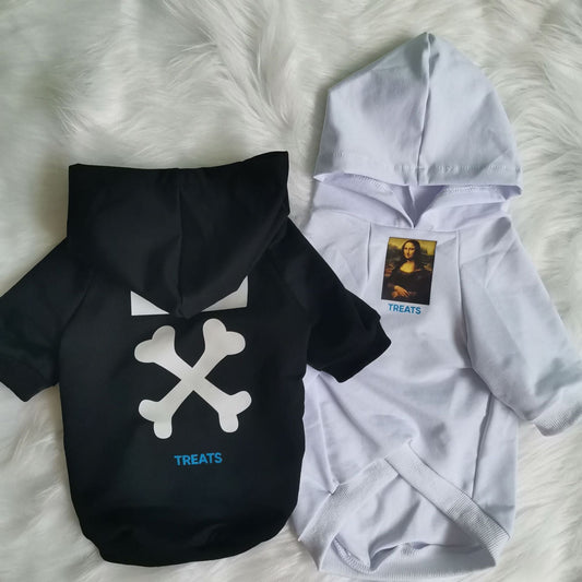 KFX-6920125 Cotton Pet Sweatshirt for Dogs and Cats in Black and White, Multiple Sizes Available