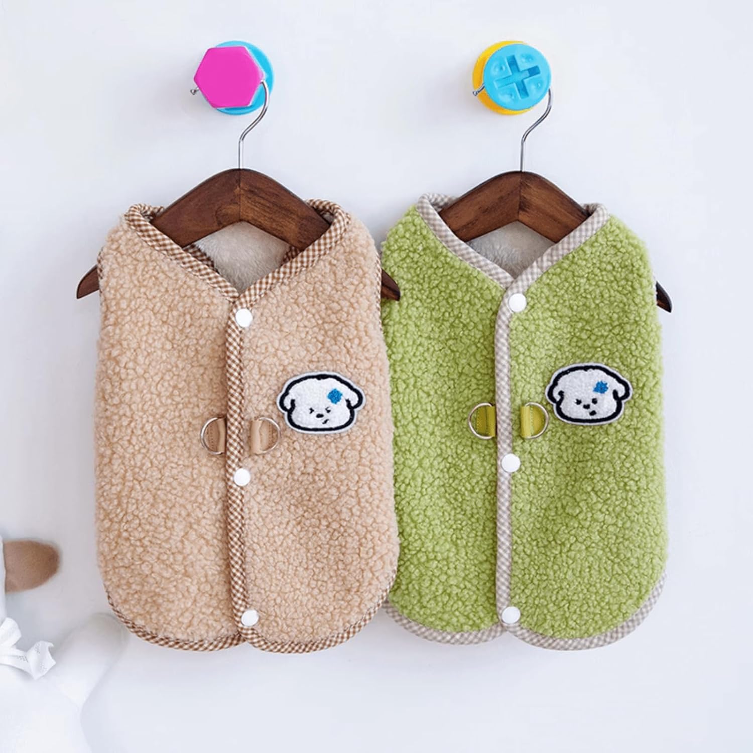 KFX-6941885 Cozy Coral Fleece Dog Vest with Leash Ring for Small Dogs and Indoor Cats