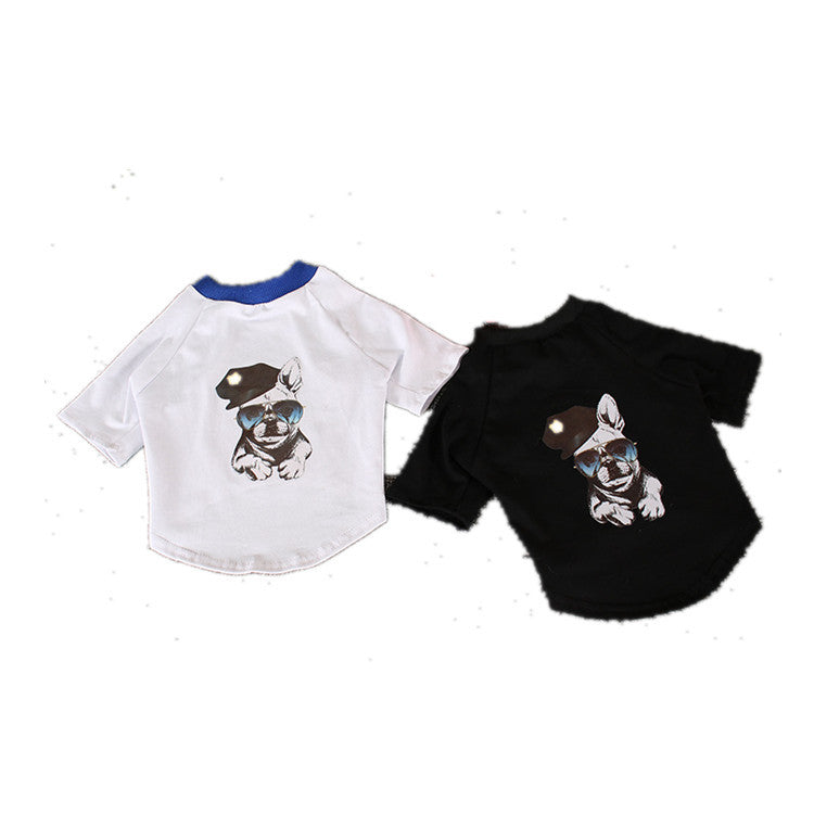 KFX-6974653 Cotton Dog T-Shirt for Pets - Two-Legged Wear in Black and White