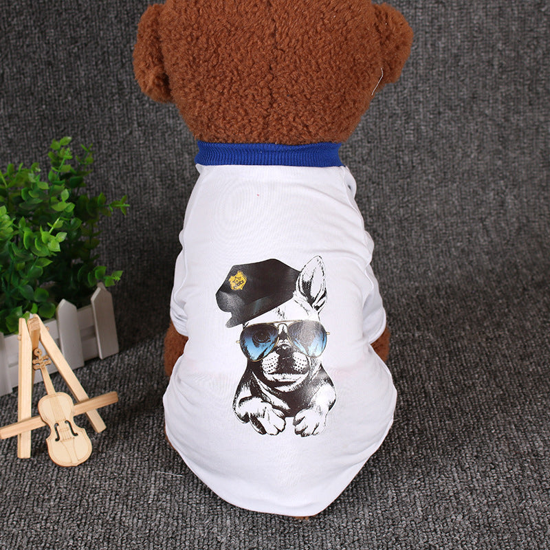 KFX-6974653 Cotton Dog T-Shirt for Pets - Two-Legged Wear in Black and White