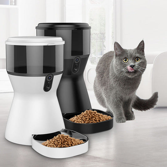 KFX-7013565 Automatic Pet Feeder for Dogs and Cats - WiFi, Video Options, ABS Material, White Finish