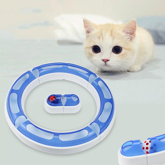 KFX-7039677 Cat Turntable Track Toy - Pink, Blue, and Purple Color Options, 29cm Flat Rail for Engaging Play