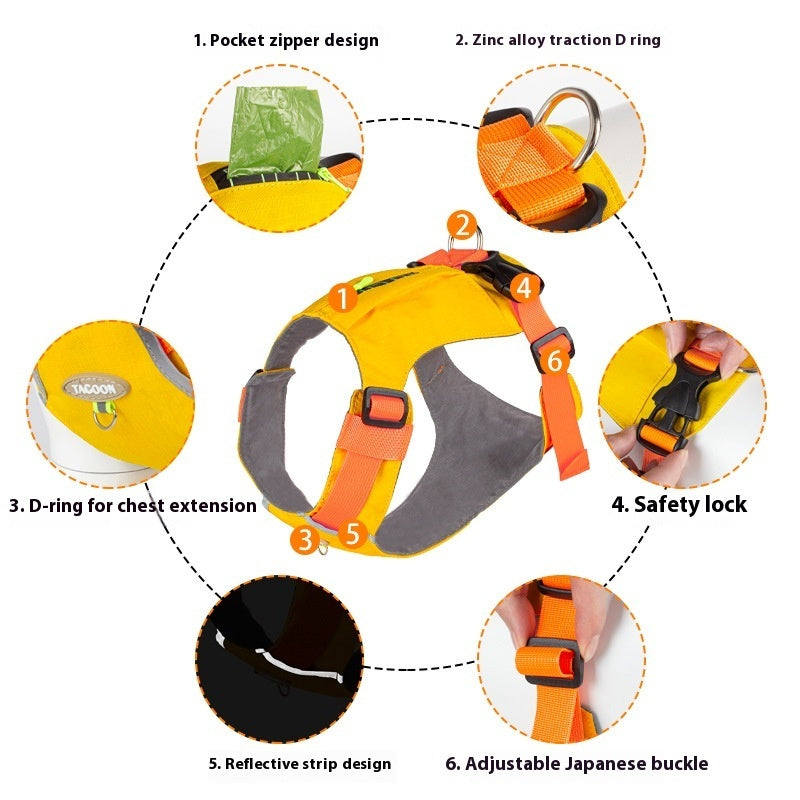 KFX-7040189 Lightweight Dog Travel Chest Strap with Zipper Pocket in Multiple Colors