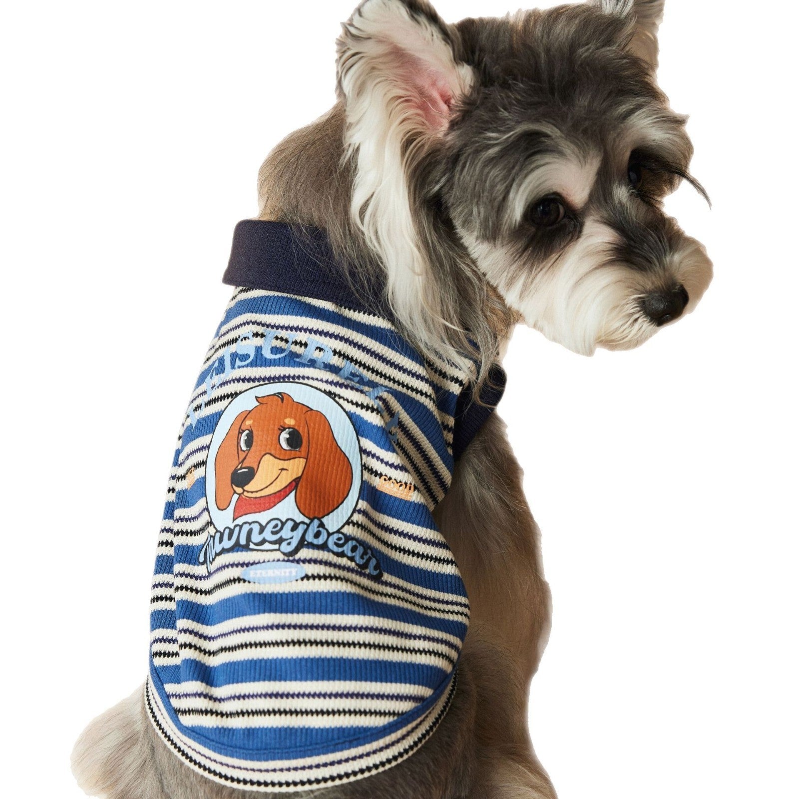 KFX-7072957 Cute Striped Polo Shirt for Dogs - Sleeveless Cotton Vest in Blue and Brown