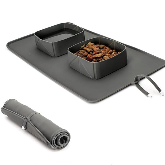 KFX-7101629 Portable Collapsible Silicone Pet Bowls for Dogs and Cats - Lightweight Travel Feeding Dishes