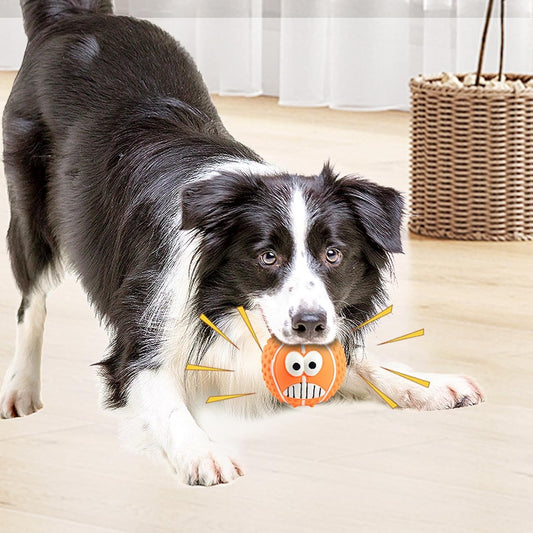 KFX-7103421 Smile Face Latex Dog Ball Toys - Durable, Squeaky Chewing Balls for Small to Medium Dogs and Cats