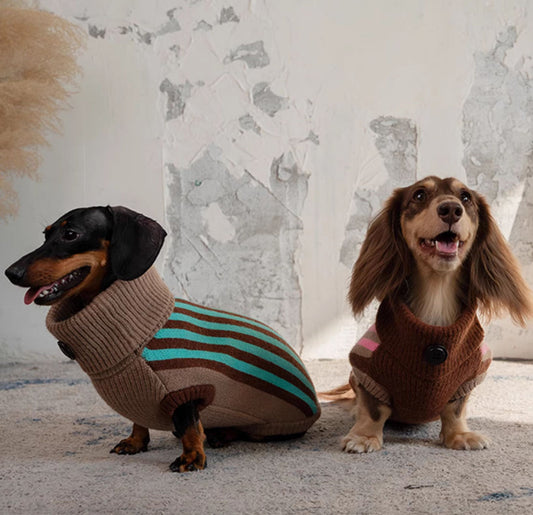 KFX-7131709 Sleeveless Winter Sweater Vest for Dogs in Pink and Lake Blue Stripes