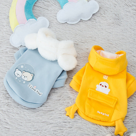 KFX-7215037 Cute Cartoon Hooded Sweater for Dogs and Cats - Soft Milk Silk Fabric, Various Sizes Available