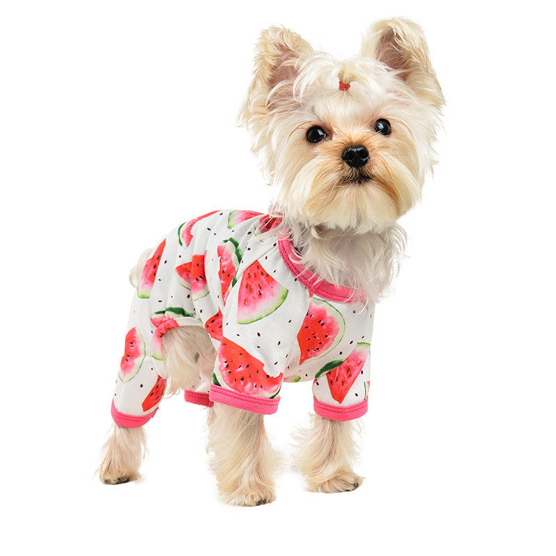 KFX-7236797 Fashionable Watermelon Print Dog Jumpsuit for All Sizes
