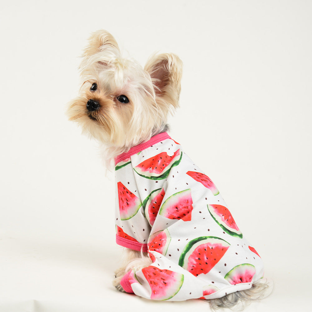KFX-7236797 Fashionable Watermelon Print Dog Jumpsuit for All Sizes