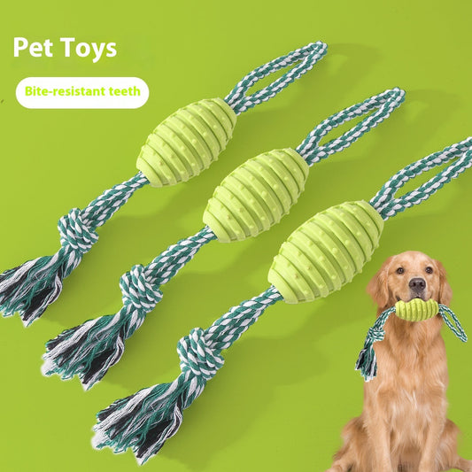 KFX-7241789 Durable Dog Molar Toy - Big Bends & Hitches Cotton Rope Ball in Green and Pink