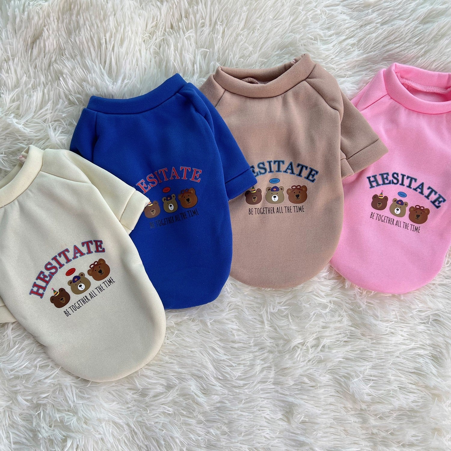 KFX-7269565 Warm Plush Dog Hoodies with Bear Design in Various Colors and Sizes