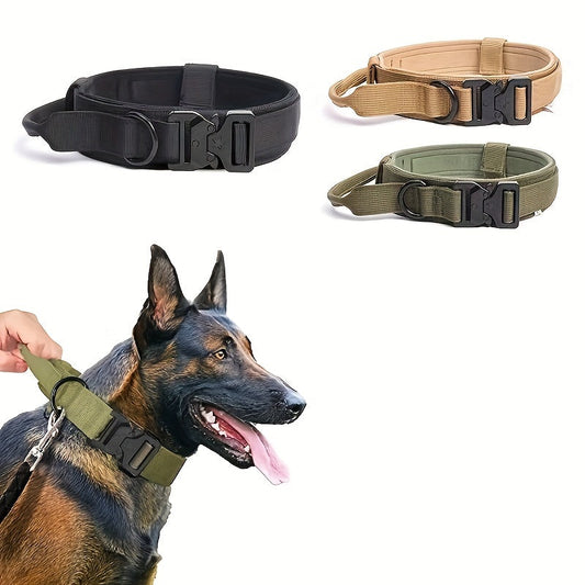 KFX-7292477 Durable Military Tactical Dog Collar with Control Handle for Medium and Large Breeds