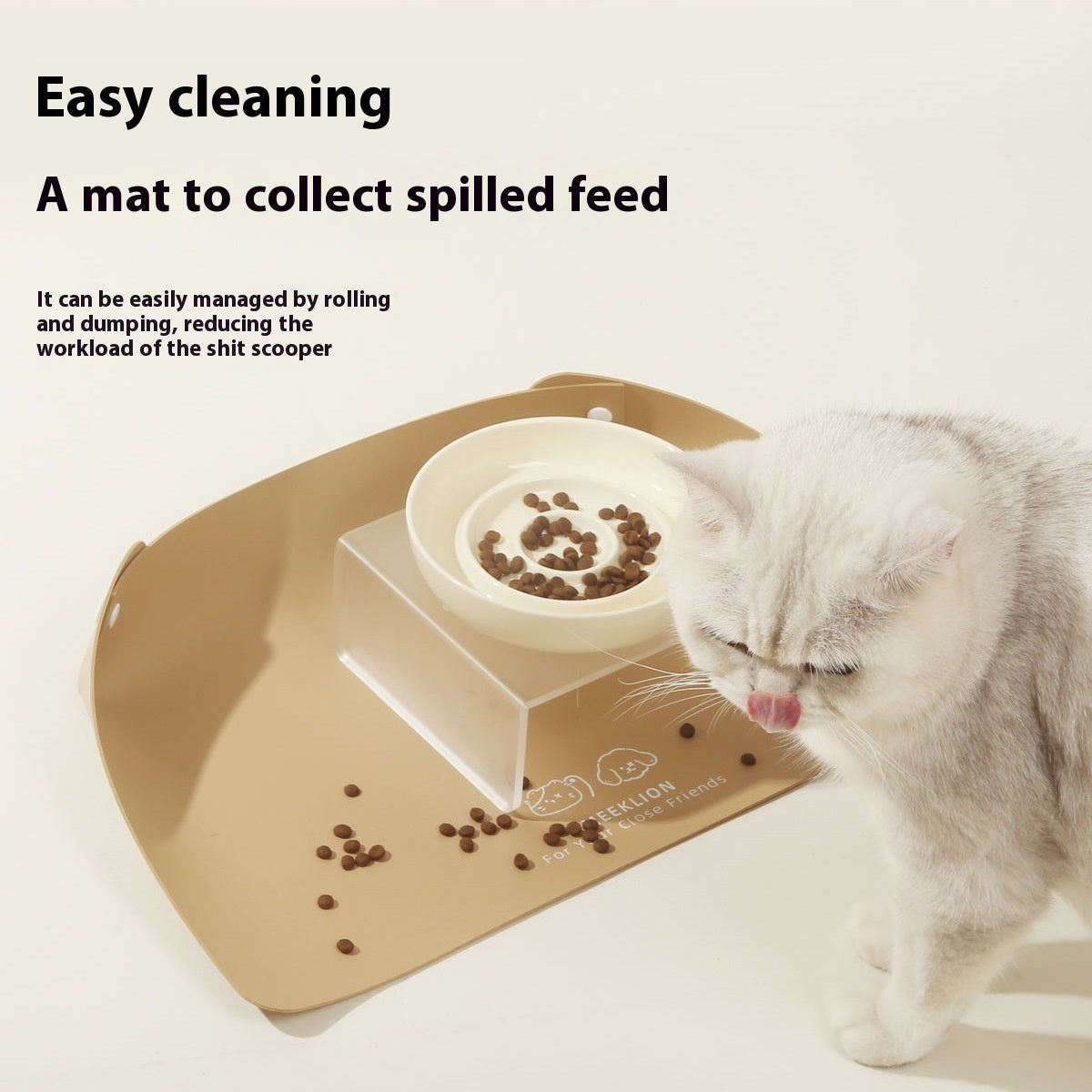 KFX-7308477 Waterproof and Oil-Proof Anti-Spill Placemat for Pets in Apricot and Creamy-White Leather