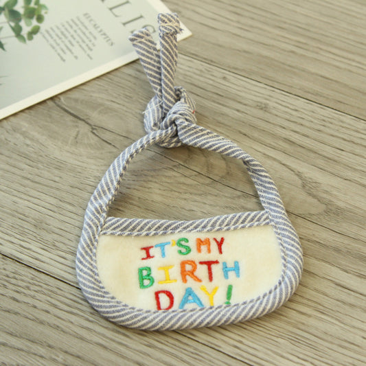 KFX-7330109 Hand-Woven Birthday Bib for Cats and Dogs in Pink and Blue - Non-Woven Fabric, Available in Small and Large