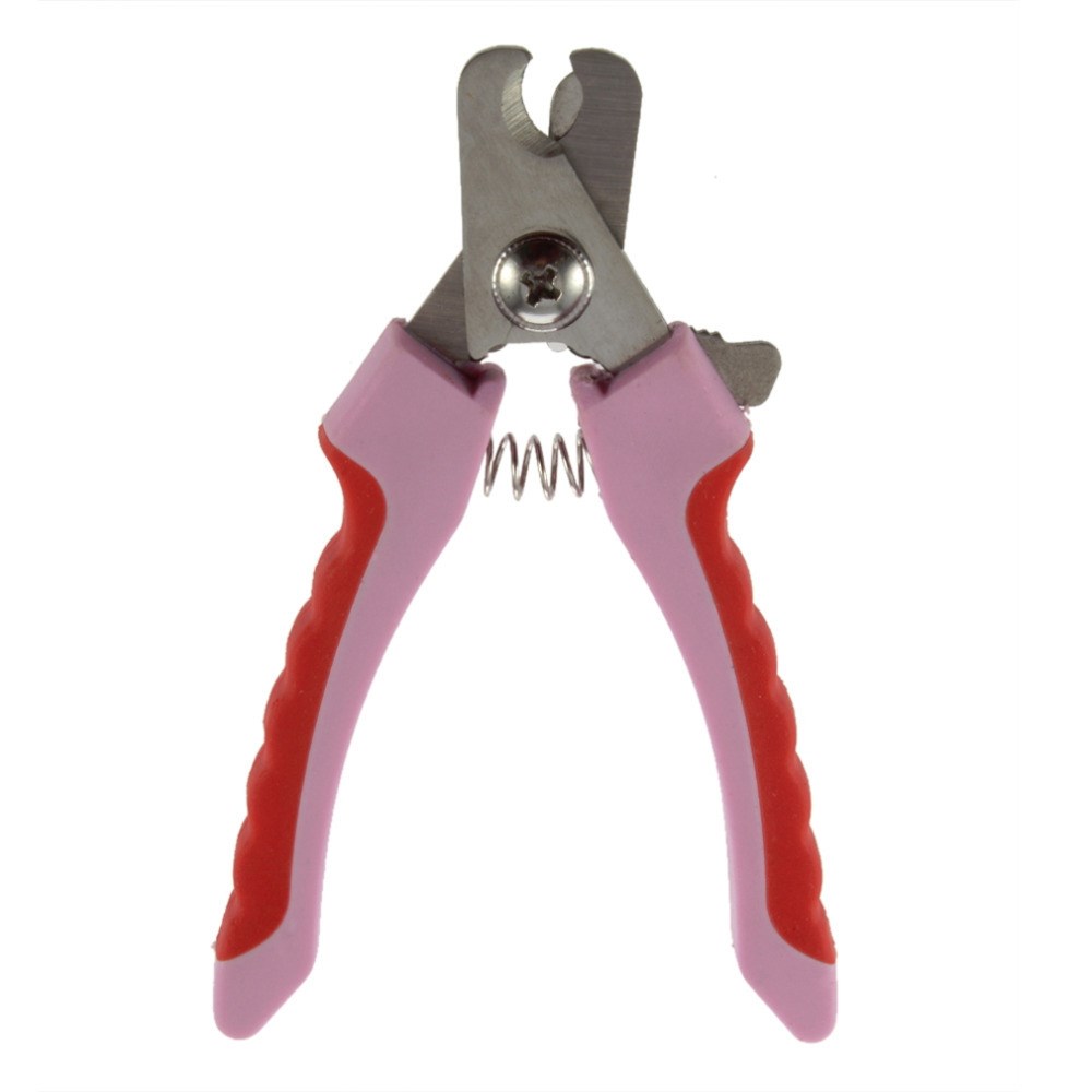 KFX-7360317 Pet Nail Clippers Scissors for Small Animals - Stainless Steel, 125mm, Pink