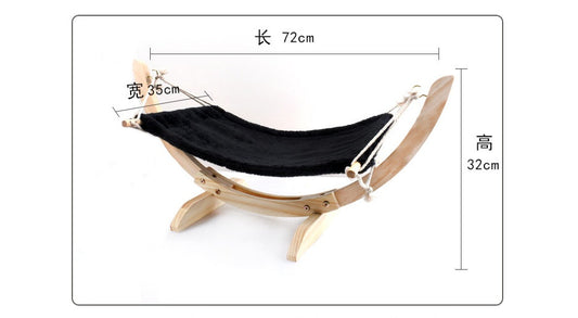 KFX-7369661 Wooden Cat Hammock Bed for Cozy Relaxation and Easy Setup