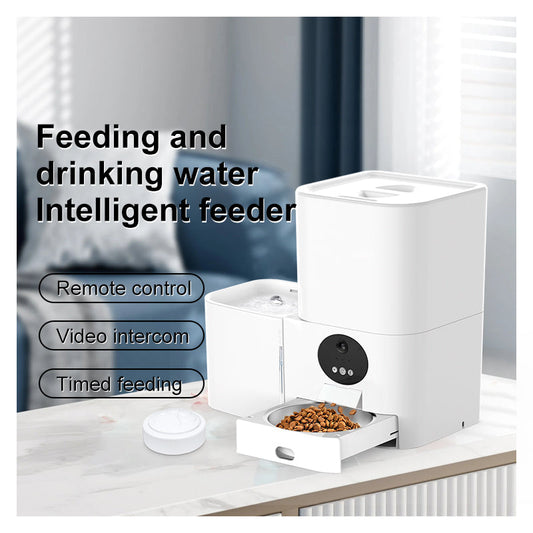 KFX-7406781 Smart WiFi Electric Two-in-One Pet Feeder for Dogs and Cats - Automatic Food and Water Dispenser
