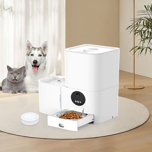 KFX-7406781 Smart WiFi Electric Two-in-One Pet Feeder for Dogs and Cats - Automatic Food and Water Dispenser