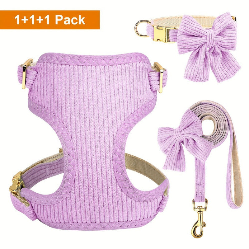 KFX-7423549 Collar Harness Traction Vest for Pets - Adjustable Chest Strap with Leash - Available in Pink, Blue, Light Purple, Red, Rose Red