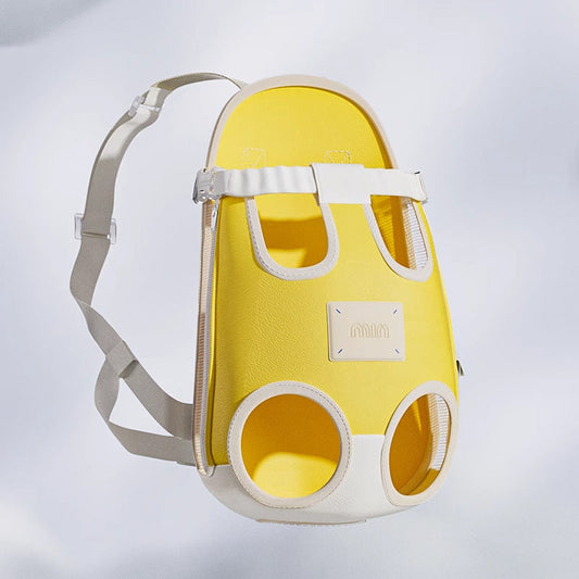 KFX-7445565 Cat Outing Portable Backpack for Pet Travel - Available in Lemon Yellow and Sea Salt Blue
