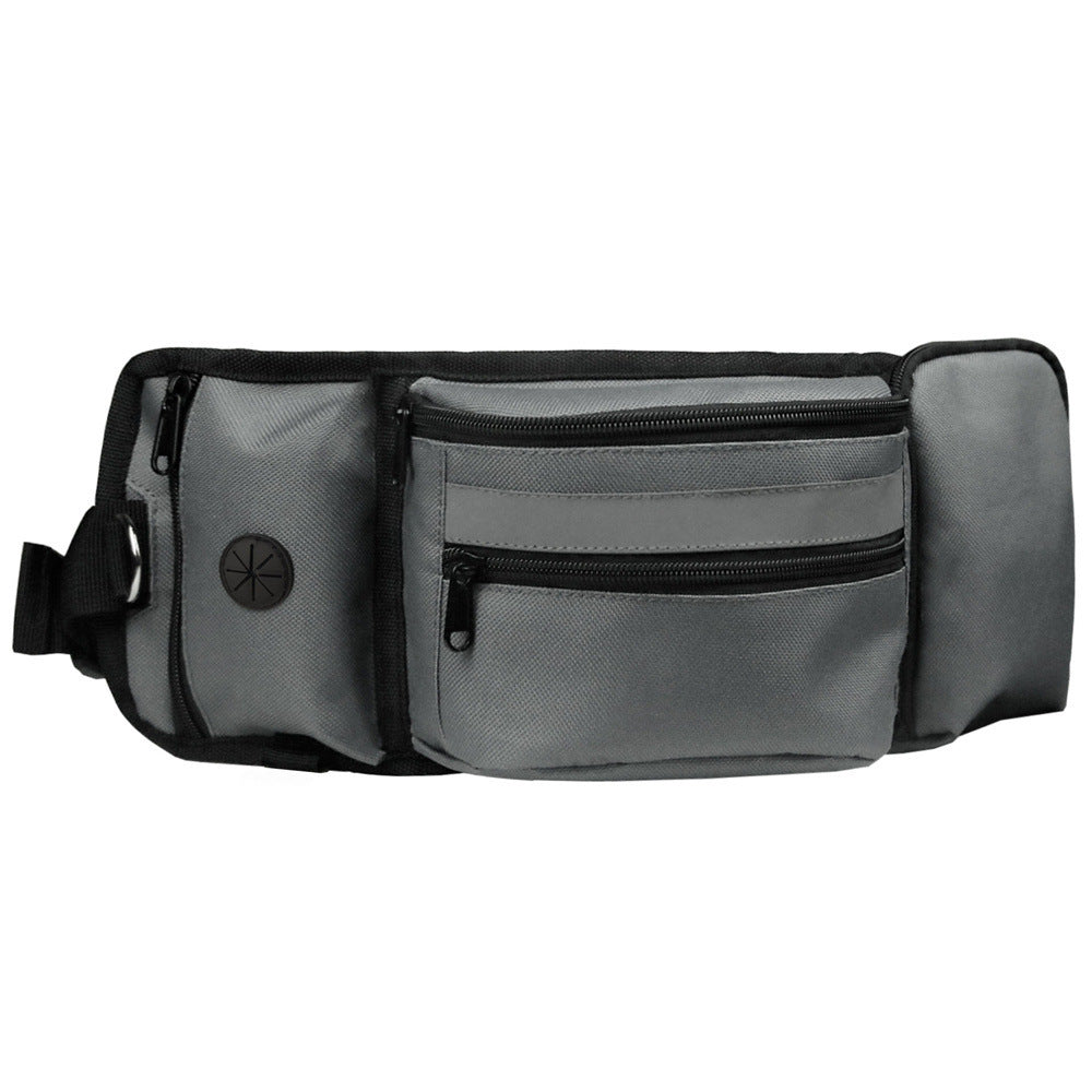 KFX-7451325 Multifunctional Pet Fanny Pack for Dog Walking and Training - Medium Soft Polyester, Striped Design, Available in Black and Gray