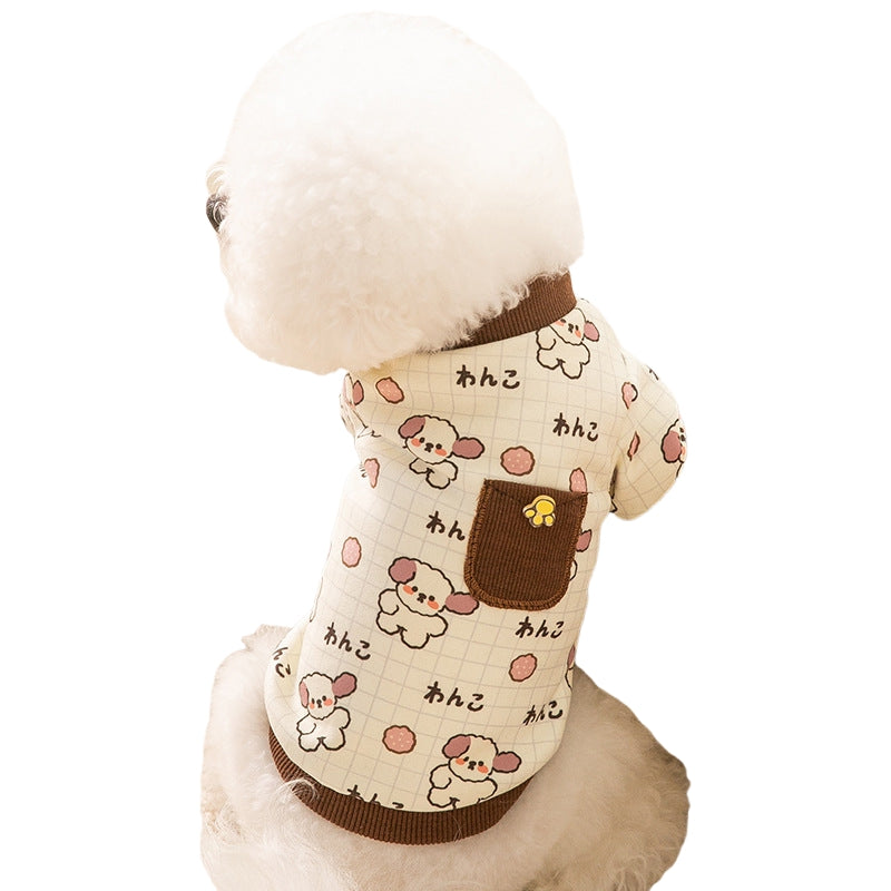 KFX-7459389 Cozy Velvet Bear Home Wear for Cats and Dogs - Cute Two-Legged Autumn and Winter Outfit