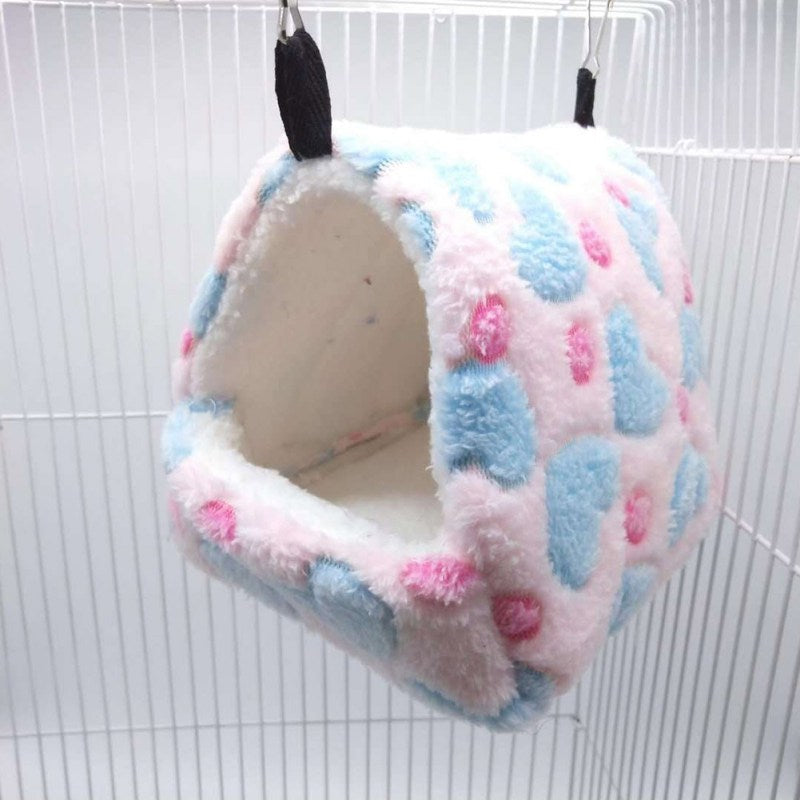 KFX-7467965 Warm Cotton Nest for Small Pets - Soft Fabric Bed for Hamsters, Squirrels, and Chinchillas with Swing Hooks