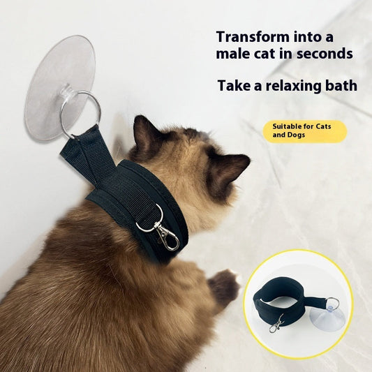 KFX-7498813 Thickened Nylon Cat Bath Holder for Pet Grooming and Nail Cleaning - Available in Black, Beige, and Gray
