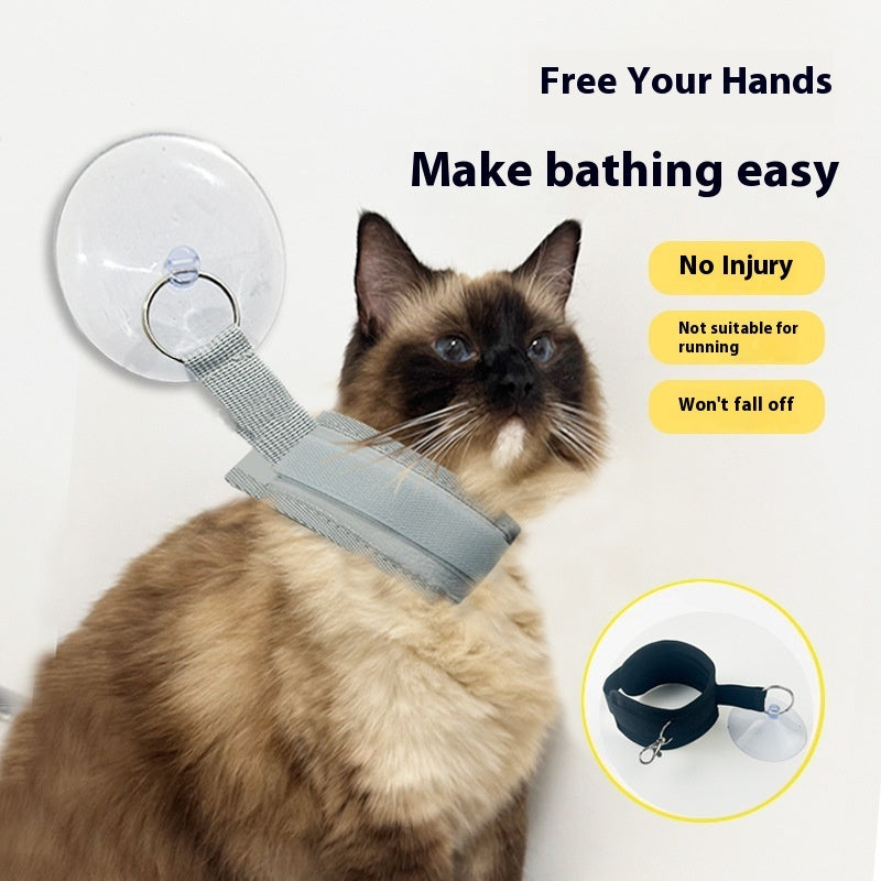 KFX-7498813 Thickened Nylon Cat Bath Holder for Pet Grooming and Nail Cleaning - Available in Black, Beige, and Gray