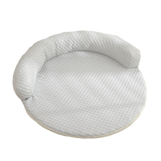 KFX-7560765 Cool Summer Breathable Pet Mat - Available in Round Blue, Beige, Pink, Green, and Gray (50CM to 110CM)